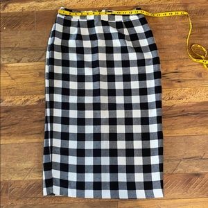 Black and white plaid midi skirt